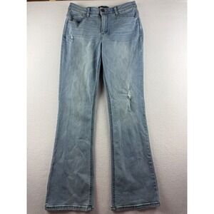 Democracy Absolution Light Wash Distressed Flare Jeans Blue Womens 8 B1571RUV